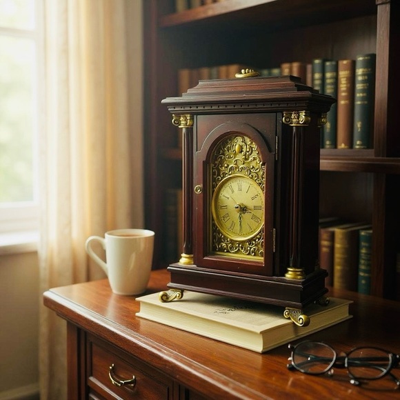 Vintage Bombay Company Horloge Belmont NOT WORKING! Cherry Wood Mantle Clock - Picture 2 of 12